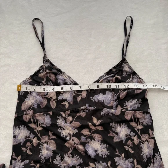 Zimmermann Floral Stretch Slip Mini Dress Black Lavender Purple Semi-Sheer - Picture 8 of 9